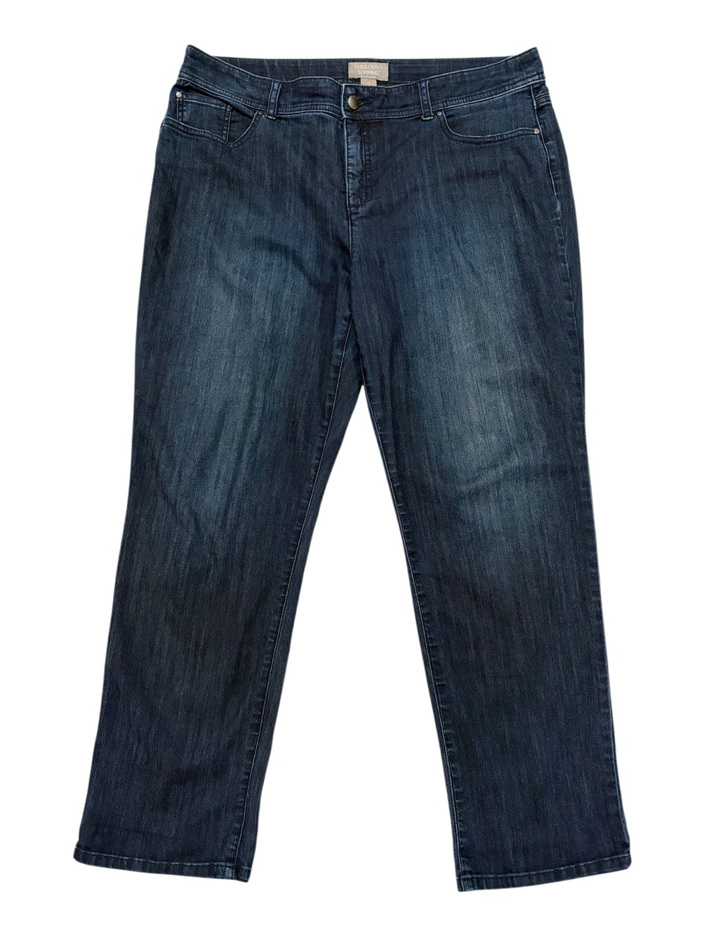 Chico's Size 2 SHORT Fabulously Slimming Straight Leg Jeans Large 12